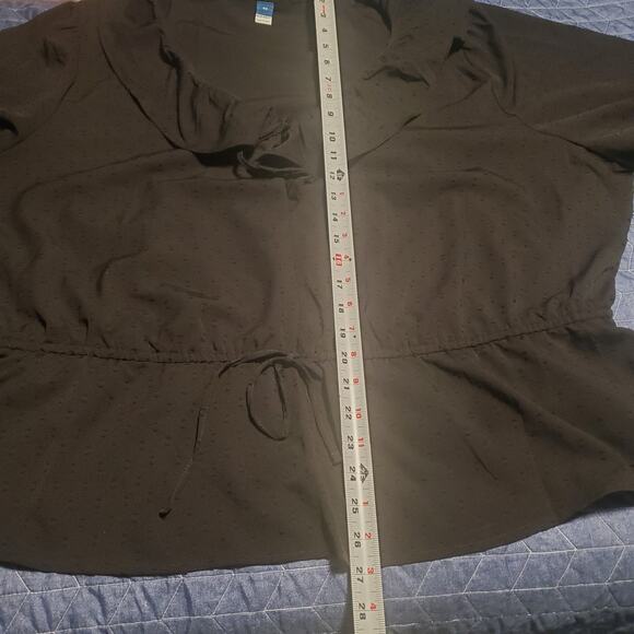 OLD NAVY ~ New! Plus 4X ~ Black Clip-Dot Ruffle Trim Blouse Black - Picture 10 of 10